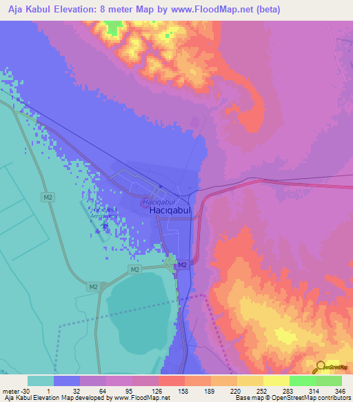 Aja Kabul,Azerbaijan Elevation Map