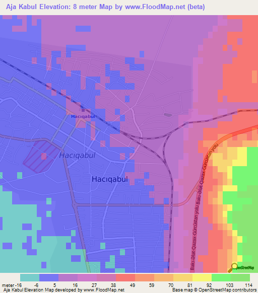 Aja Kabul,Azerbaijan Elevation Map