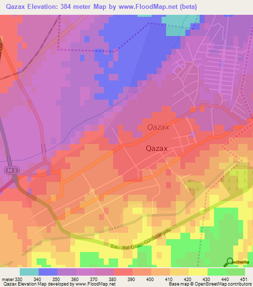 Qazax,Azerbaijan Elevation Map