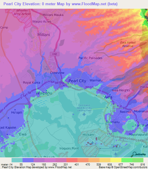 Pearl City,US Elevation Map