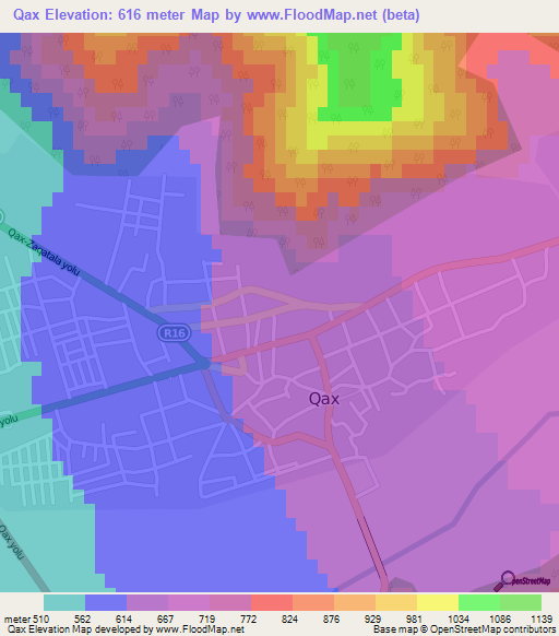 Qax,Azerbaijan Elevation Map