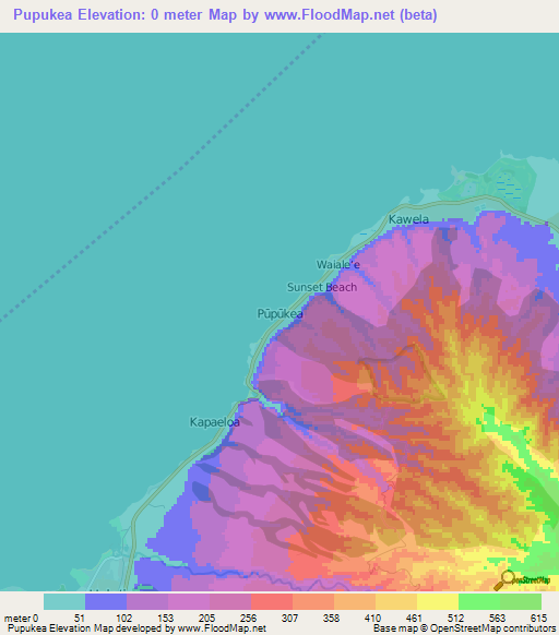 Pupukea,US Elevation Map