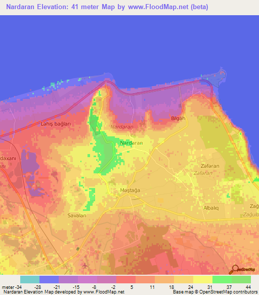 Nardaran,Azerbaijan Elevation Map