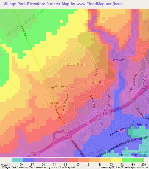 Village Park,US Elevation Map