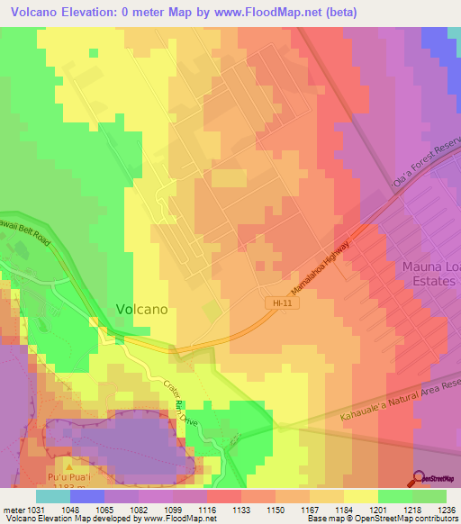 Volcano,US Elevation Map