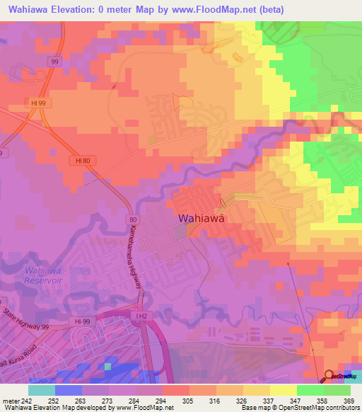 Wahiawa,US Elevation Map