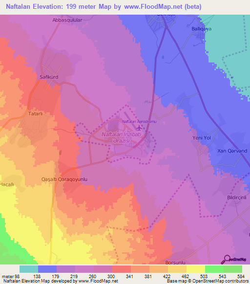 Naftalan,Azerbaijan Elevation Map