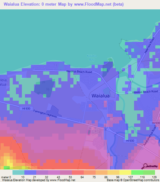 Waialua,US Elevation Map