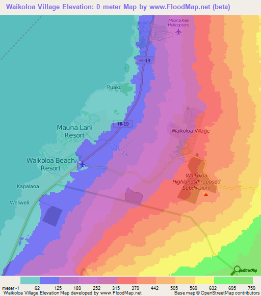 Waikoloa Village,US Elevation Map