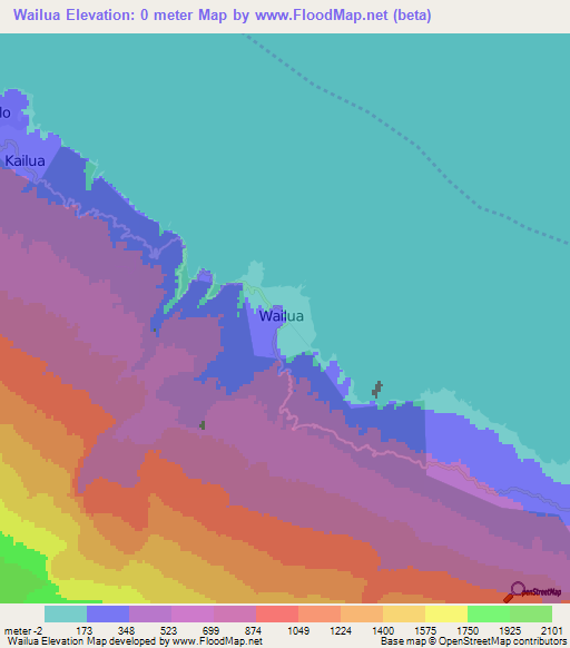 Wailua,US Elevation Map