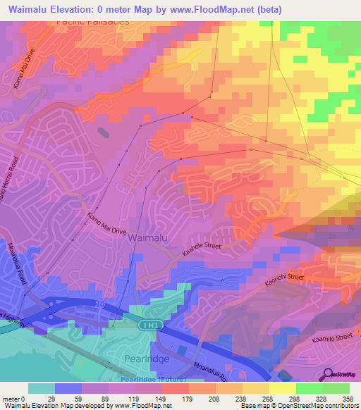 Waimalu,US Elevation Map