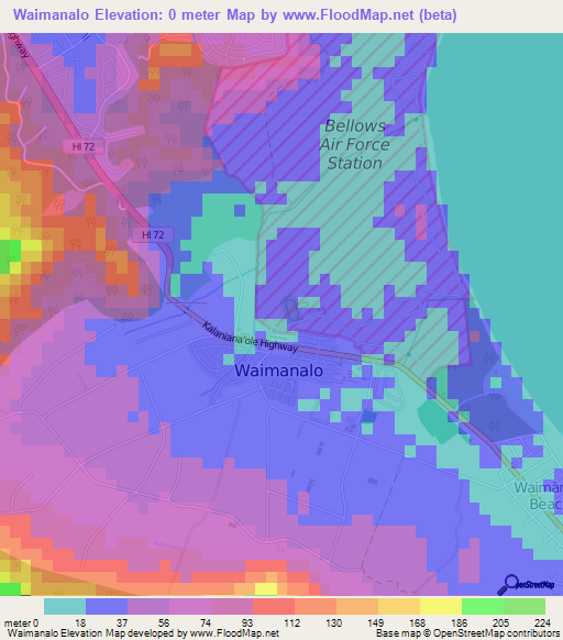 Waimanalo,US Elevation Map