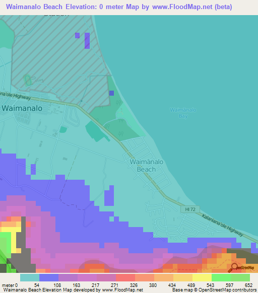 Waimanalo Beach,US Elevation Map