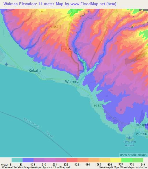 Waimea,US Elevation Map