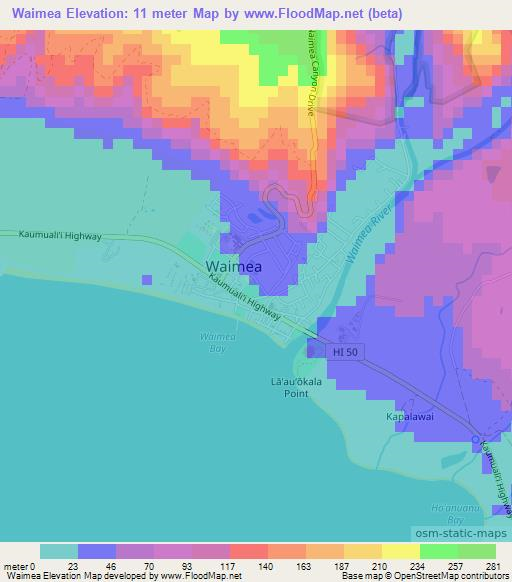 Waimea,US Elevation Map