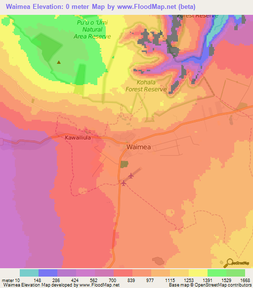 Waimea,US Elevation Map