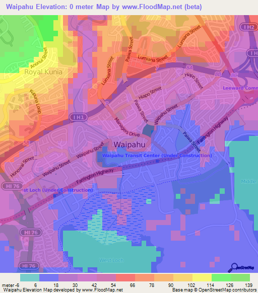 Waipahu,US Elevation Map