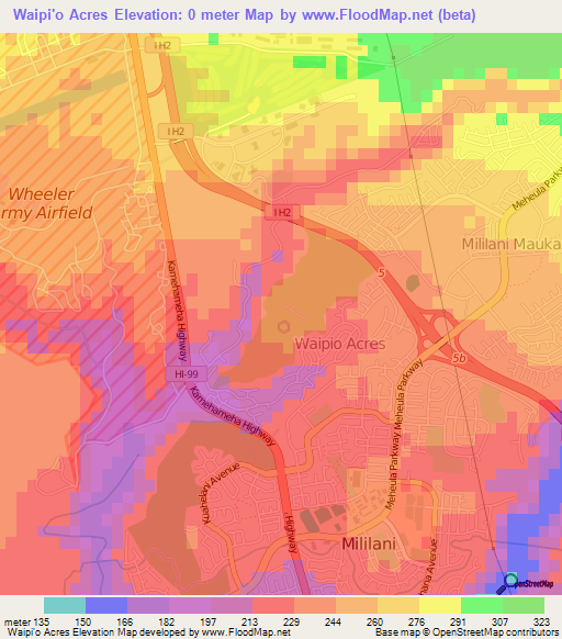 Waipi'o Acres,US Elevation Map