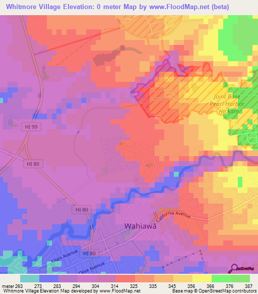 Whitmore Village,US Elevation Map