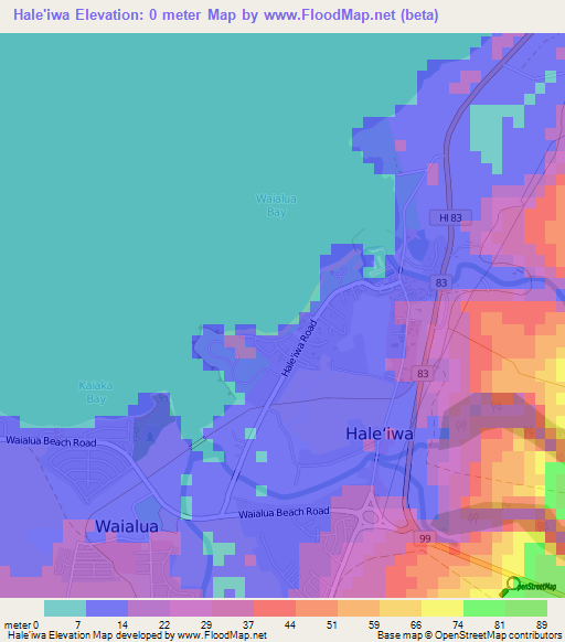 Hale'iwa,US Elevation Map