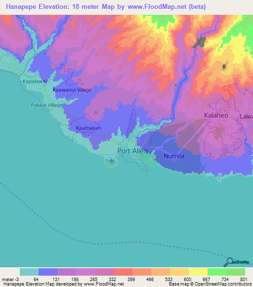 Hanapepe,US Elevation Map