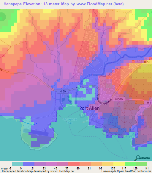 Hanapepe,US Elevation Map