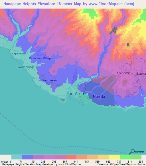 Hanapepe Heights,US Elevation Map