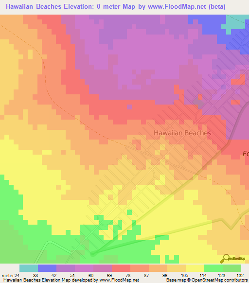 Hawaiian Beaches,US Elevation Map