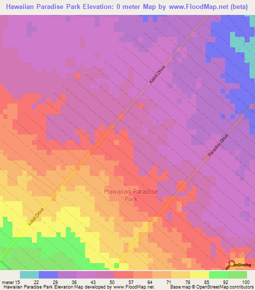 Hawaiian Paradise Park,US Elevation Map