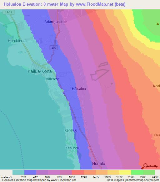 Holualoa,US Elevation Map