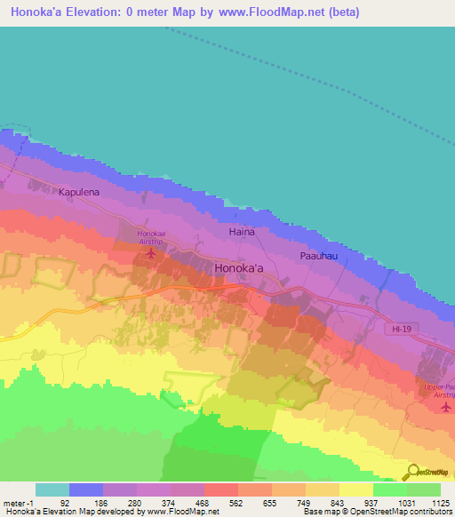 Honoka'a,US Elevation Map