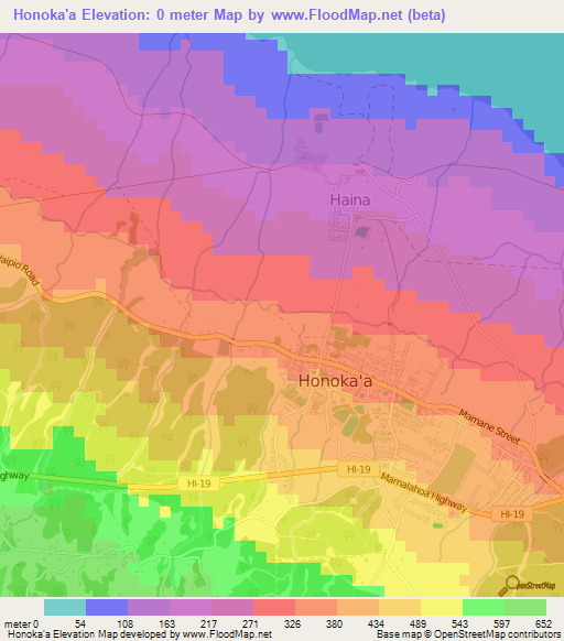 Honoka'a,US Elevation Map