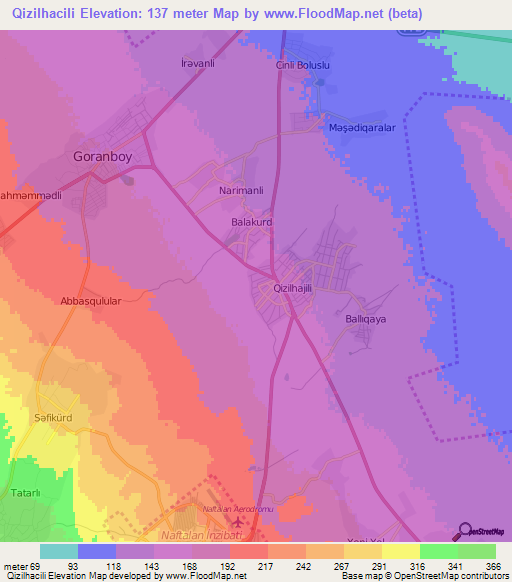 Qizilhacili,Azerbaijan Elevation Map