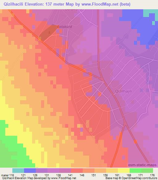 Qizilhacili,Azerbaijan Elevation Map