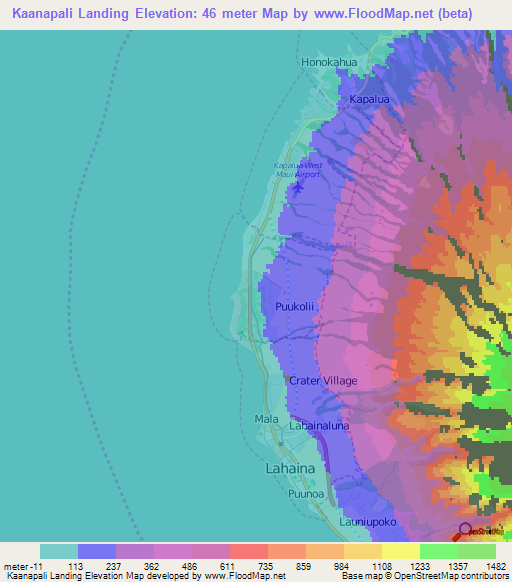 Kaanapali Landing,US Elevation Map