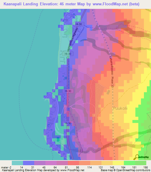 Kaanapali Landing,US Elevation Map