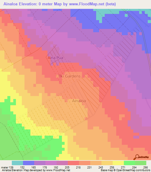 Ainaloa,US Elevation Map