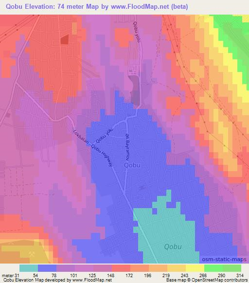 Qobu,Azerbaijan Elevation Map