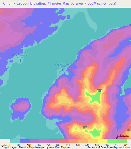 Chignik Lagoon,US Elevation Map