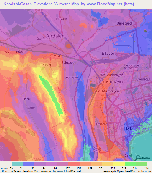 Khodzhi-Gasan,Azerbaijan Elevation Map