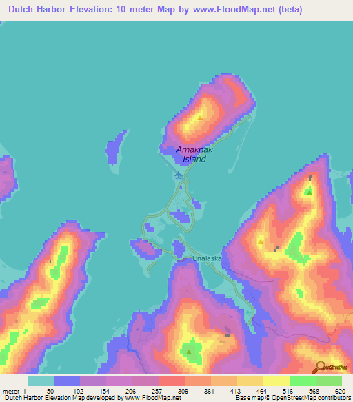 Dutch Harbor,US Elevation Map