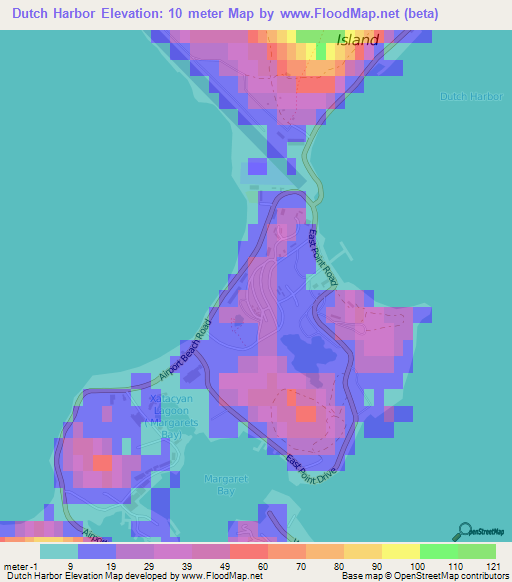 Dutch Harbor,US Elevation Map