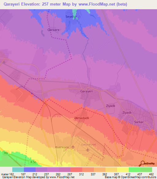 Qarayeri,Azerbaijan Elevation Map