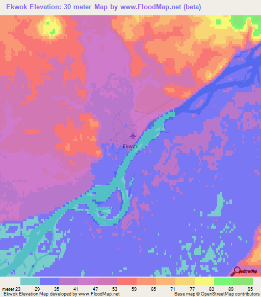 Ekwok,US Elevation Map