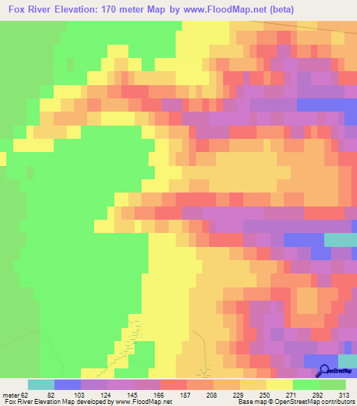 Fox River,US Elevation Map