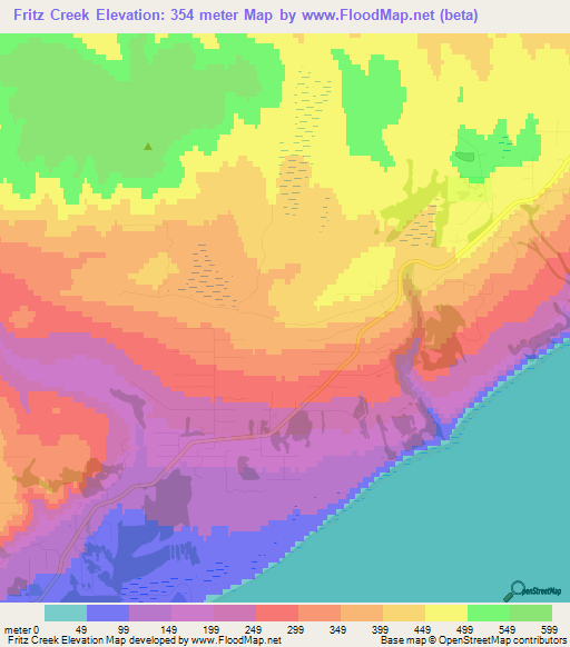 Fritz Creek,US Elevation Map