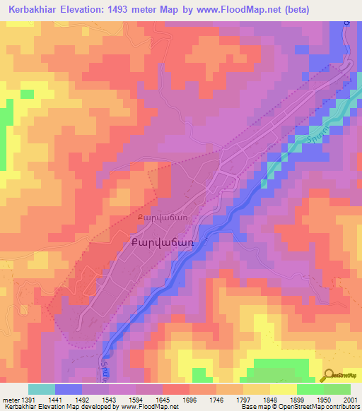 Kerbakhiar,Azerbaijan Elevation Map