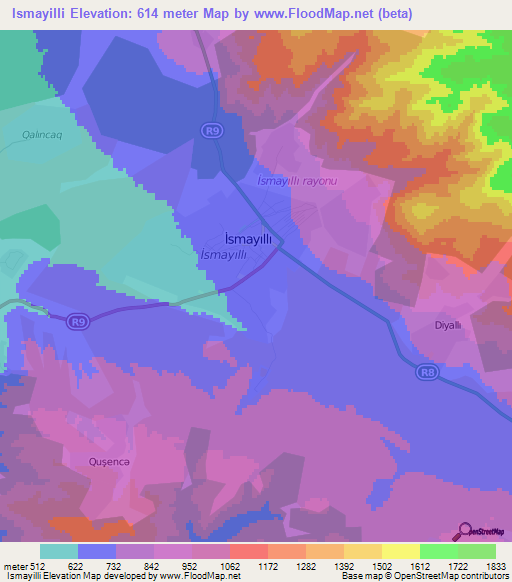 Ismayilli,Azerbaijan Elevation Map