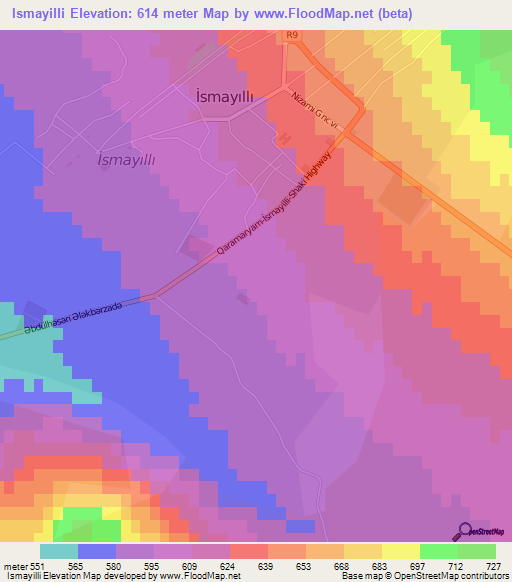 Ismayilli,Azerbaijan Elevation Map