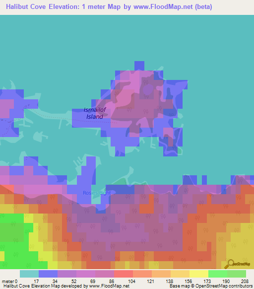 Halibut Cove,US Elevation Map